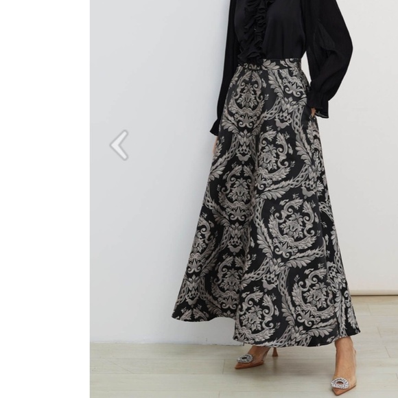 Vintage 1980s Maxi Skirt Anastasia Paris François Viannay cotton Navy teal M - Picture 1 of 12